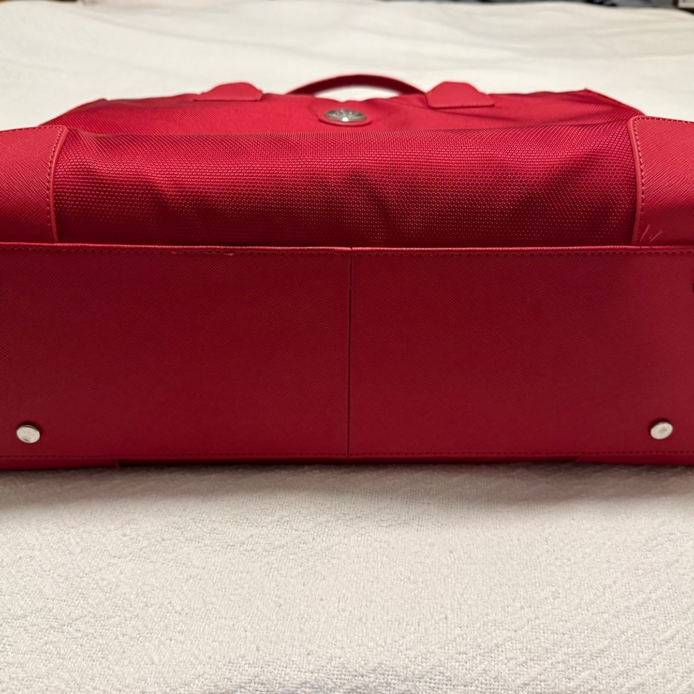 Travel bag / large purse / briefcase, red nylon, Joy Mangano - Picture 3 of 8